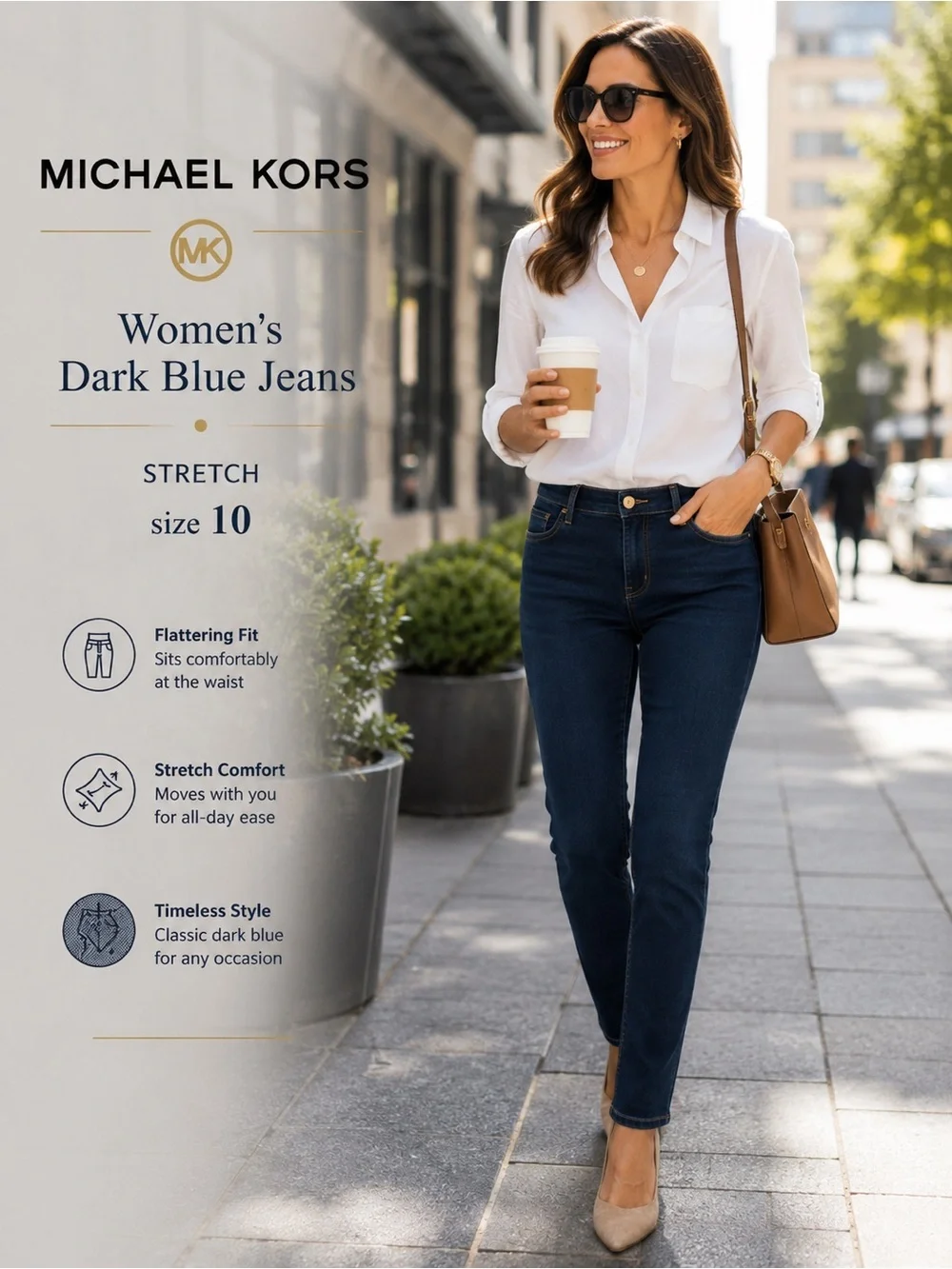 Michael Kors Women's Dark Blue Jeans stretch size 10 skinny jeans stretch